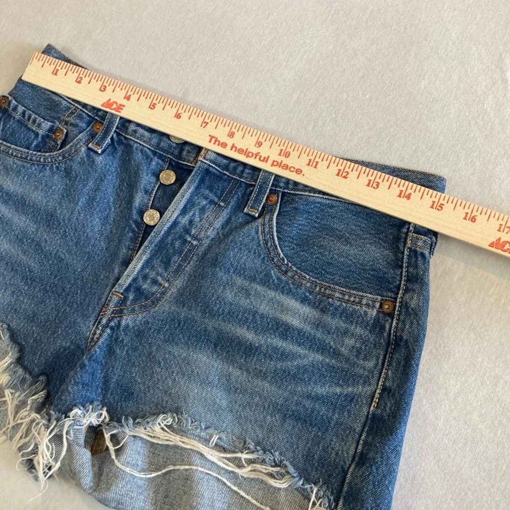 Levis Premium 501 Cut Off‎ Denim Shorts Women 26 Button Fly Big E